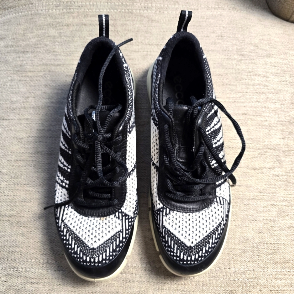 Ecco Black and White Athletic Shoes